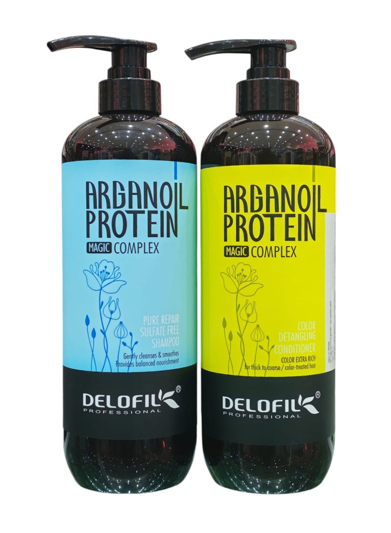 DELOFIL Argan Protein Hair Care Kit Shampoo 800ml and Conditioner 800ml to repair and nourish hair - Image 1